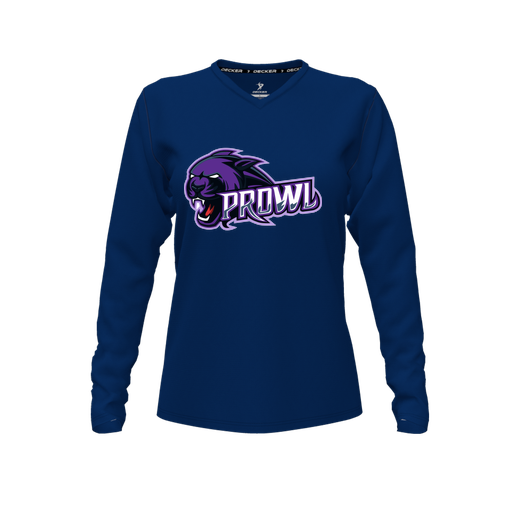 [FTLVCFNV-FYXS-LOGO1] Decker Comfort T-Shirt (Female Youth XS, Navy, V Neck, Logo 1, Long Sleeve)