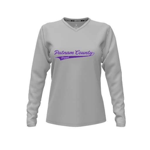[FTLVCFGY-FYXS-LOGO3] Decker Comfort T-Shirt (Female Youth XS, Gray, V Neck, Logo 3, Long Sleeve)
