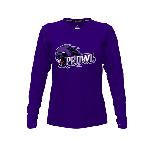 [FTLVCFPP-FYXS-LOGO1] Decker Comfort T-Shirt (Female Youth XS, Purple, V Neck, Logo 1, Long Sleeve)